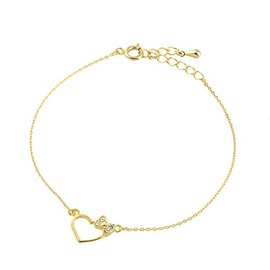 [Medium] Skin-friendly Nickel Free Jewelry Shop 4 Sides daiyakattokirakiratye-n Heart & Ribbon Bracelet Gold (V0026 – G)