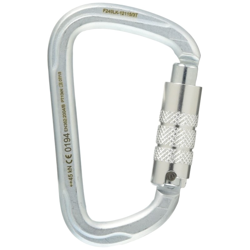 roc'teryx RTF249LK3T Mountain Climbing Carabiner, Steel D, Triple Lock, Silver