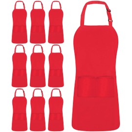 Utopia Kitchen 10 Pack Bib Apron, Unisex Adjustable Aprons with 2 Pockets, Waterdrop Resistant Cooking Kitchen Chef Apron for Men Women