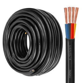 14AWG 4-Conductor Control Cable for Mini Split Air Conditioner - Heavy Duty Bare Copper Wire with PVC Jacket, 300V Rated, 14 Gauge for HVAC Systems 50FT