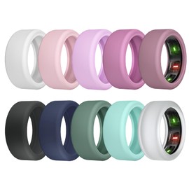 10 Pack Cover Compatible with Oura Ring Gen 4/3, UltraHuman Ring AIR, Anti Scratch Elastic Silicone Protector for Working Out (M, Raisin/Grape/Purple/Pink/White/Clear/Teal/Green/Blue/Black)