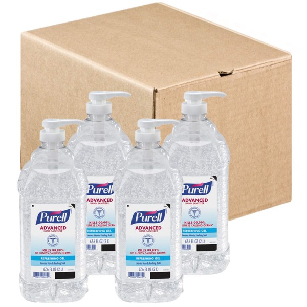 Advanced Hand Sanitizer Refreshing Gel, Clean Scent, 2 L Pump Bottle, 4/Carton