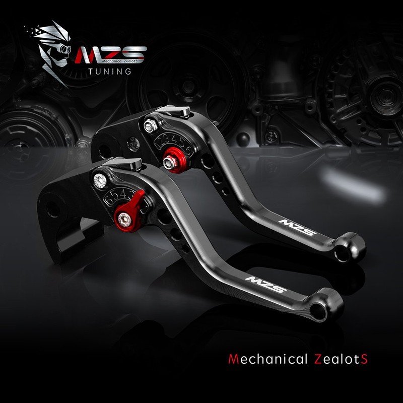 MZS Black Motorcycle Brake Clutch Levers Adjustable Short CNC Compatible