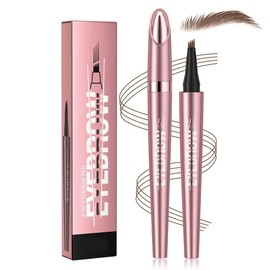 IKOPFLN Rose Gold Eyebrow Pencil, Waterproof, Microblading Eyebrow Pencil, Eye Brow Pencil with 4 Fork Tip Applicator, Eyebrow Pencil Creates Effortless Natural Looking Brows (B)