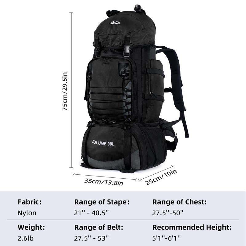 LibSkyln Hiking Backpack, 90L Camping Backpack, Water Resistant Lightweight Outdoor