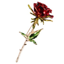 VALICLUD Rose Brooch Women's Alloy Bllomsem Brooch Jewellery Supply Brooch Mother's Day Gift Birthday, red