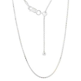 Verona Jewelers Sterling Silver 1MM Adjustable Solid Franco Square Box Link Chain 24' - Adjustable 925 Franco Square Box Link Chain (Sterling Silver)