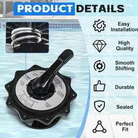 SPX0715BA3 Key Cover and Handle Assembly Compatible with Hayward Vari-flo 2-inch Multiport Valves SP0716, SP0715. SPX0715BA3 is compatible with Pro Series Top-Mount Sand Filter Models S220T2, S270T.
