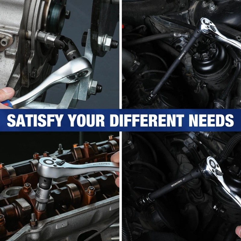 WORKPRO 9PCS Socket Accessory Set Chrome Vanadium Steel w/Black Phosphate