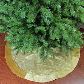Northlight 48" Gold Glittered Star Christmas Round Tree Skirt