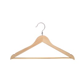 Proman Products KSA9020 15" Kascade Wooden Hangers 50 Pack for Women and Kids Clothing, Unique Ring Design, Space Saving Pants Clothes Hanger with Pants Bar and Shoulder Notches, Natural