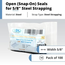IDL Packaging Open (Snap-On) Seals for 5/8" Strap Width Steel Strapping (Pack of 1000) - Superior Holding Power - Sturdy Metal Clips for Securing Heavy Packaging and Pallet Banding