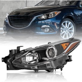 TUSDAR Headlight Assembly Compatible with 2014-2016 Mazda 3 BM Halogen Projector Headlamp Driver and Passenger Side (Left Driver Side)