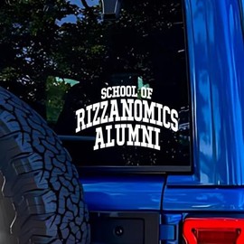 School of Rizzanomics Alumni - Funny Vinyl Decal Bumper Sticker for Car, Wall, Window, Vehicle, Weather Resistant, Joke, Humor, Comedy, Meme, Prank, Hilarious, Gag Gift, Gen Z Streaming (Black)