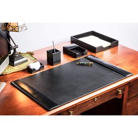 DACASSO Black Bonded Leather 5-Piece Desk Set
