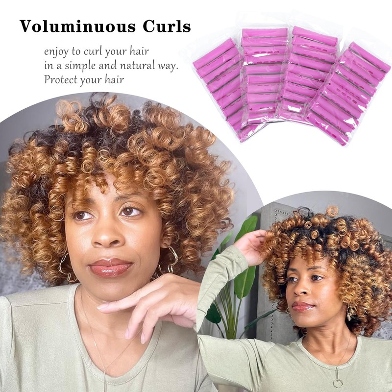 40 Pcs Perm Rods For Short Hair Purple Heatless Curl