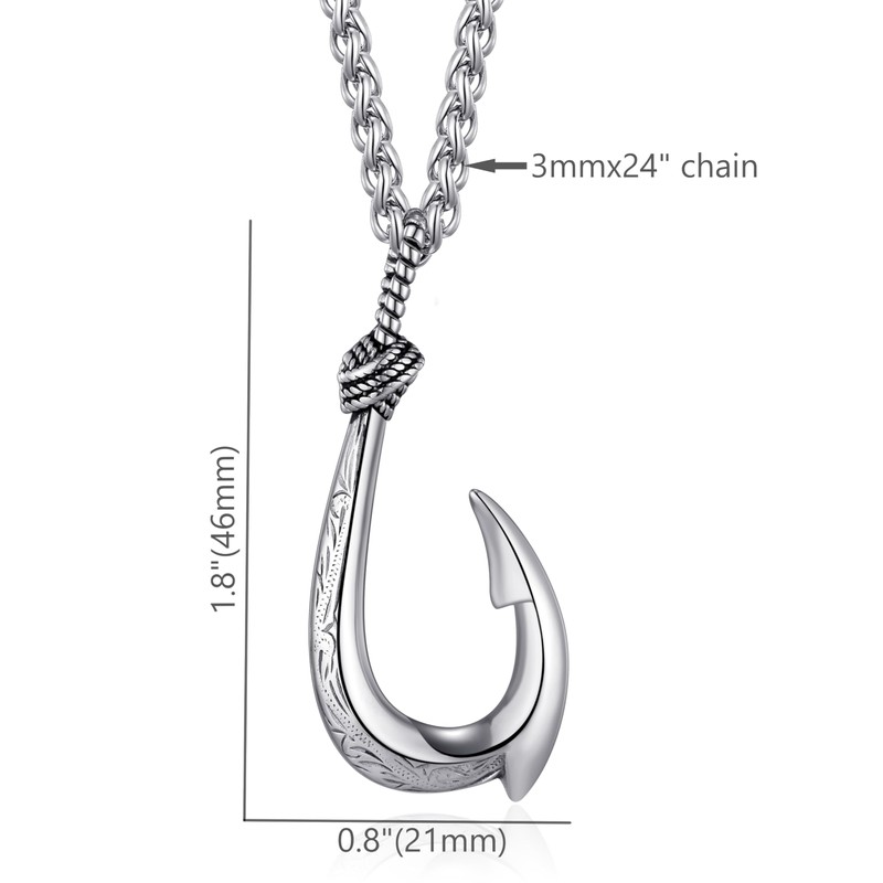 vicima Stainless Steel Fish Hook Necklace for Men, Maui Hook