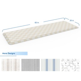 Klay Home Kitchen Mats for Floor, Anti Fatigue, 3/4" Thick, 100% PU Memory Foam Kitchen mat, Padded Kitchen mat, Cushion Kitchen Sink Rug Waterproof Non-Slip Well-Made (Large 20" x 60" Checkered Tan)