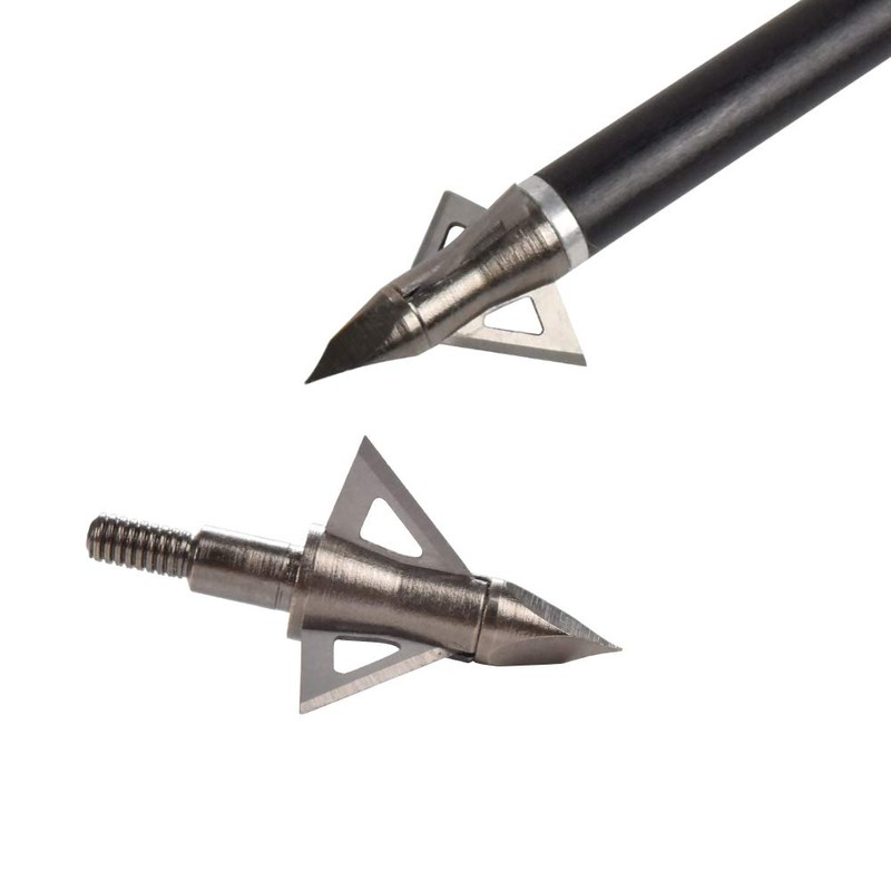 Bowhunting 100 Grain, 3 Blade Broadhead Steel Tips for Archery