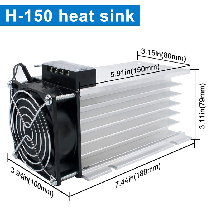 LCLCTC SSR Heat Sink with 120v Fan for Three 3