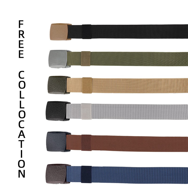 6 Pack Tactical Military Nylon Belt Plastic Buckle Metal Free