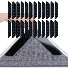 Rug Grippers, 24 Pack Carpet Sticky Pads for Curling Corners and Sides, Keeps Area Rugs in Place, Reusable Dual-Sided Pad Grips Floor Under Area Rugs, Holds Carpets Down on Hardwood Floors