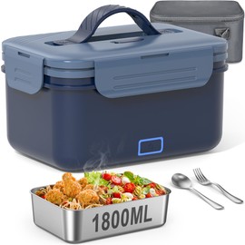 Carsolt Cordless Electric Lunch Box for Adults, 1.8L Rechargeable Heated Lunch Box for Men, Portable Self-Heating Food Warmer for Car/Truck/Office Christmas White Elephant Gifts for Men Women