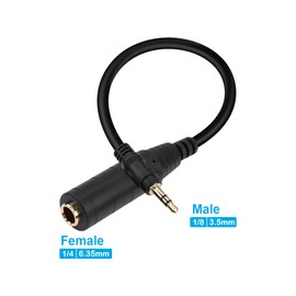 PNGKNYOCN 1/4 to 1/8 Stereo Audio Cable, 30 cm 3.5 mm 1/8 Inch TRS Male to 6.35 mm 1/4 Inch TRS Female Short Cable for Amplifier, Guitar, Home Cinema Devices (3.5 mm TRS)