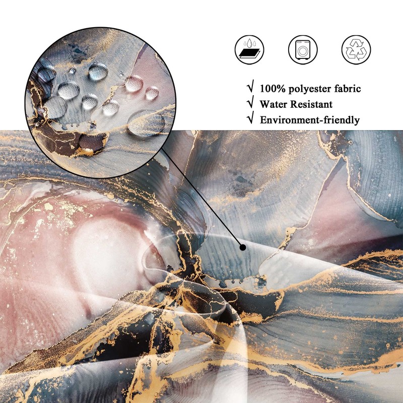 Riyidecor Marble Abstract Shower Curtain for Bathroom Decor 60Wx72H Navy