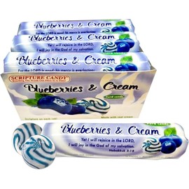Scripture Candy, Blueberries & Cream Hard Candy Rolls, 9 Count