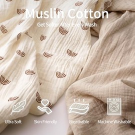 Hooded Towel Baby Pack of 2, Muslin Cotton Baby Towel Hood, Ultra Soft and Absorbent Baby Towel with Hood, 76 x 76 cm (Rainbow)