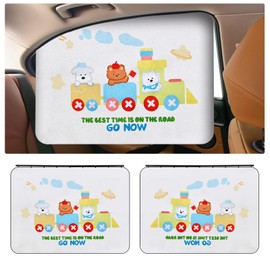 OFF WE GO Car Side Window Sun Shade, Track Type Window Shades Privacy Curtain Universal for Baby, Kids, Breastfeeding, Sleeping,Camping, with Sun Protection, Small Train Design, 2 Pack