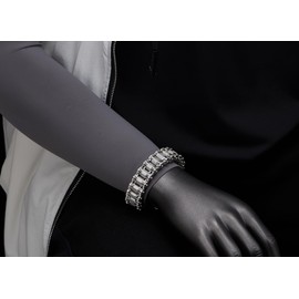 COOLSTEELANDBEYOND Men's Stainless Steel Gear Link Bracelet, Masculine Large Bike Chain, Heavy-Duty Industrial Style, Length 8.66", Width 0.75", Metal, no gemstone