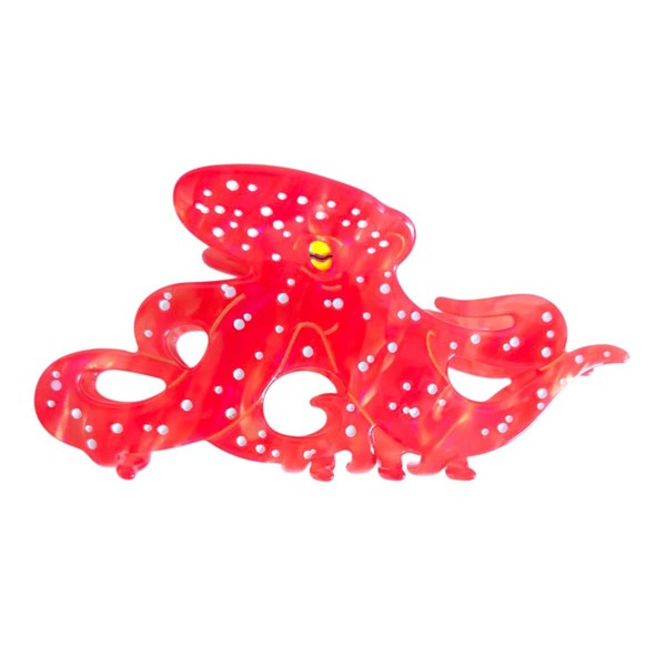 Novelty Octopus Hair Clip,Acetate Claw Clips,Big Hair Clips for Women,Red