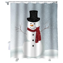 Vandarllin Custom Christmas Snowman Bathroom Shower Curtain,Waterproof Polyester Fabric -Blue Red White