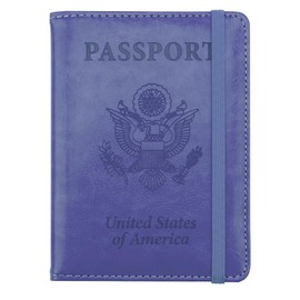 Passport Holder, Passport Cover, Passport Holder for Travel, Pen Holder with Vaccine Card Slot Passport Wallet for Women, Waterproof Traveling Must Haves Document Organizer Passport Case, Dark Purple