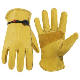 HANDLANDY Gardening Gloves for Men and Women, Thorn Proof Leather Work Gloves Heavy Duty Comfortable Utility Garden Working Gloves Full Cowhide Medium