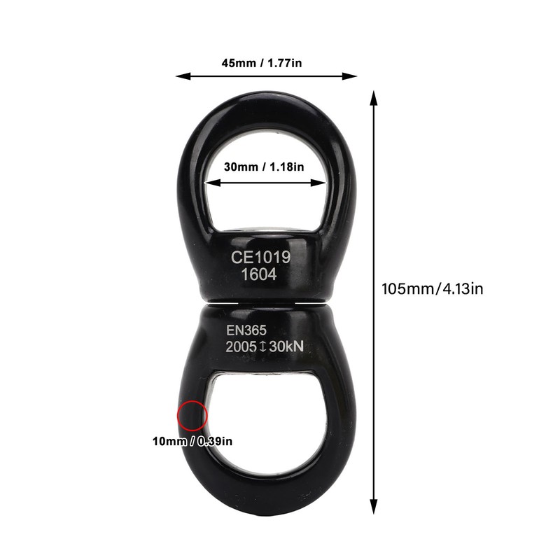 Swing Swivel Hook Stainless Steel 360° Rotatable Wear Resistant Black