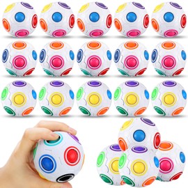 Yilloog Magic Rainbow Puzzle Ball, Rainbow Ball Toys Ball Stress Reliever Fun for Teens and Adults, Boys and Girls, Birthday Brain Teasers Toy(20 Pcs)
