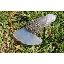 Brazilian Agate Knife Point/Blade Flint Knapping/Knapped Using Pressure Flaking Techniques Neck Knife/dagger Point Hafted On Arkansas Quartz Crystal Point handle w/Crushed Pyrite