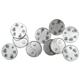 Eurofusioni TAO Yin Yang Silver Plated Coins – I Ching Oracle and Lucky Charm – Diameter Coin cm 2.1 – 10 Pieces