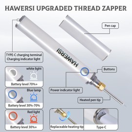 Rechargeable Dual-Heating Thread Burner Kit,Cordless Thread Zapper with Replacement Tip,Cleaning Brush,Tool Stand,Burning Pen for Jewelry Making,Beading,Leather Craft,Sewing,Weaving and Stringing