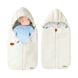 mimixiong Newborn Baby Wrap Swaddle Blanket Knit Sleeping Bag Knit Blankets Stroller Wrap White
