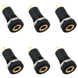ZZHXSM 6PCS 4 Pole Audio Socket Connector 3.5mm Headphone Socket Stereo with Threaded Audio Socket Panel Mount Jack Connector for Cell Phones Players Amplifiers Black