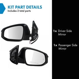 TRQ 2 Piece Driver and Passenger Side Mirror Assembly Set Electric Adjustment Heated No Memory Black Compatible with 2015-2018 Toyota RAV4 TO1320343 TO1321343