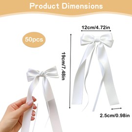 wilcractk Organza Car Bows Wedding Decorative Wedding Bows for Car Decoration Just Married Car and Wedding Decoration 12 x 22 cm White Pack of 50 for Celebrations