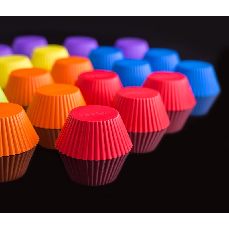 PRECORN Cupcake-Formen Muffinformen 24er-Set: Vielfarbige, Wiederverwendbare Silikon-Muffinförmchen Cupcake Förmchen Muffin-Back-Form