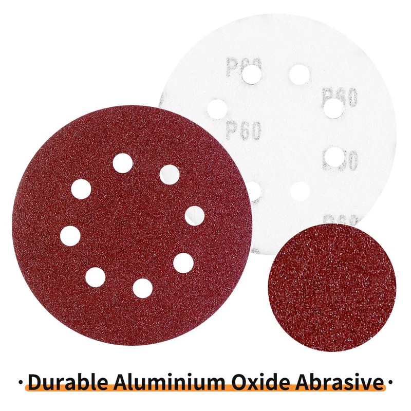 20 Pcs 125mm Sanding Discs, Viaky 8 Hole 60 Grits