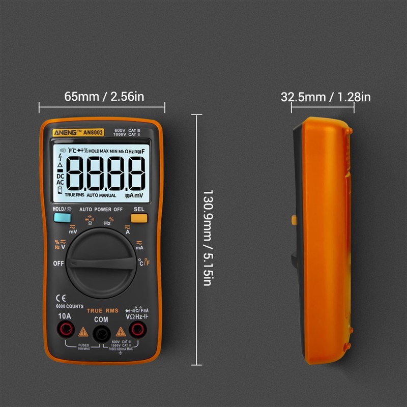 ANENG AN8002 6000 Counts True RMS Multifunctional Digital Multimeter Voltmeter