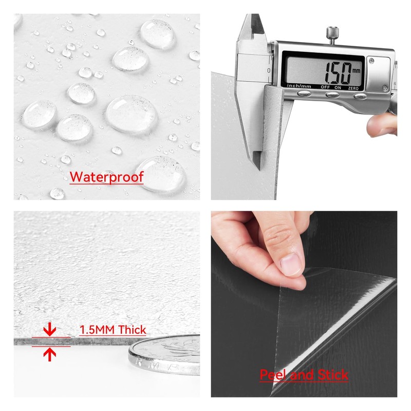Livelynine White Peel and Stick Floor Tile Waterproof Bathroom Flooring